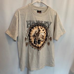 Vintage Harley Davidson Hanes Beefy Palm Beach Single Stitch Graphic Tee L